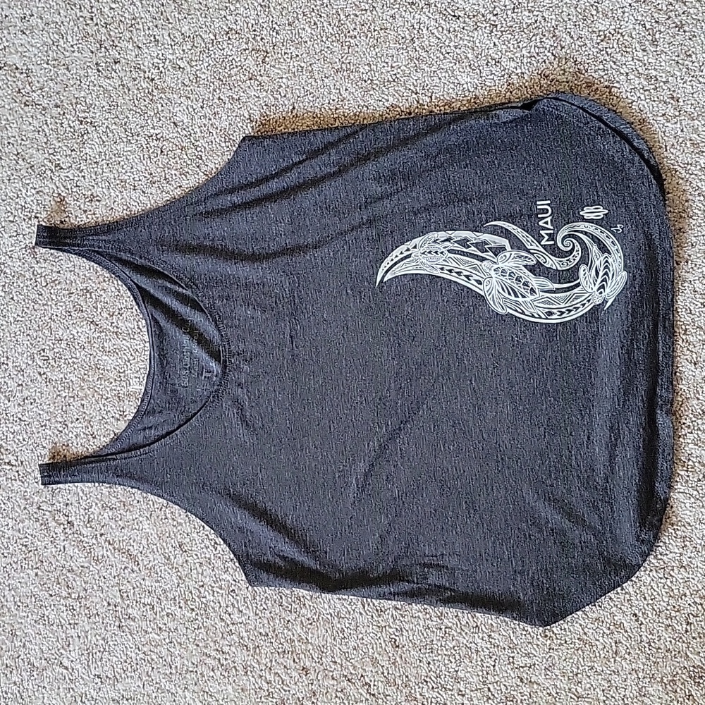 Women's Maui tank top, original artwork, gray, large, super soft, lightweight